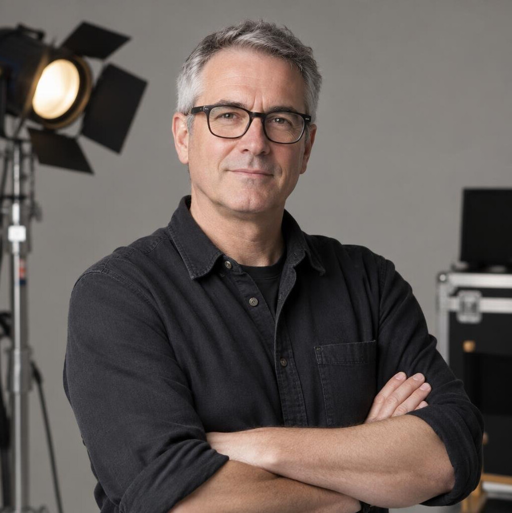 British man lighting director portrait in studio
