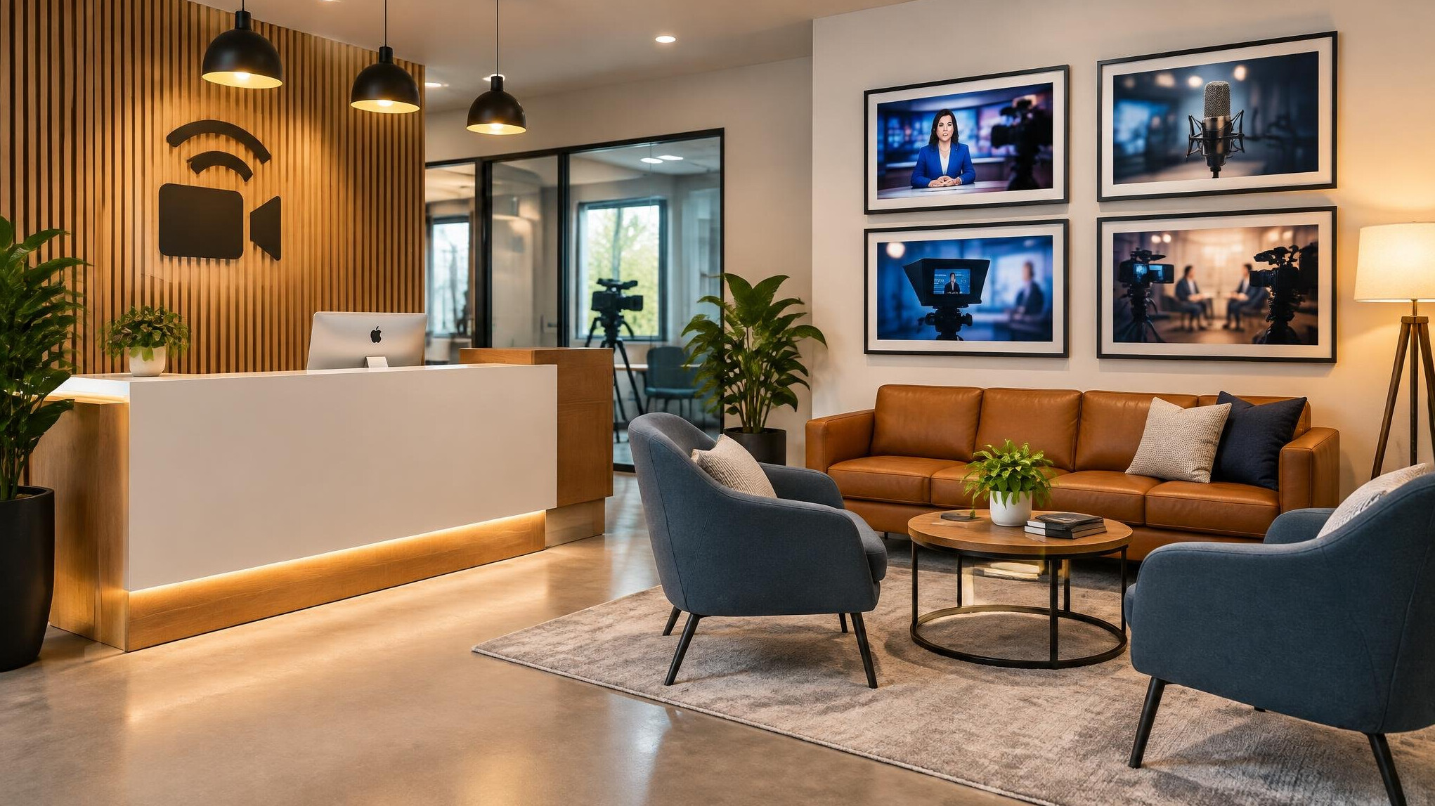 Reception area of a media training studio